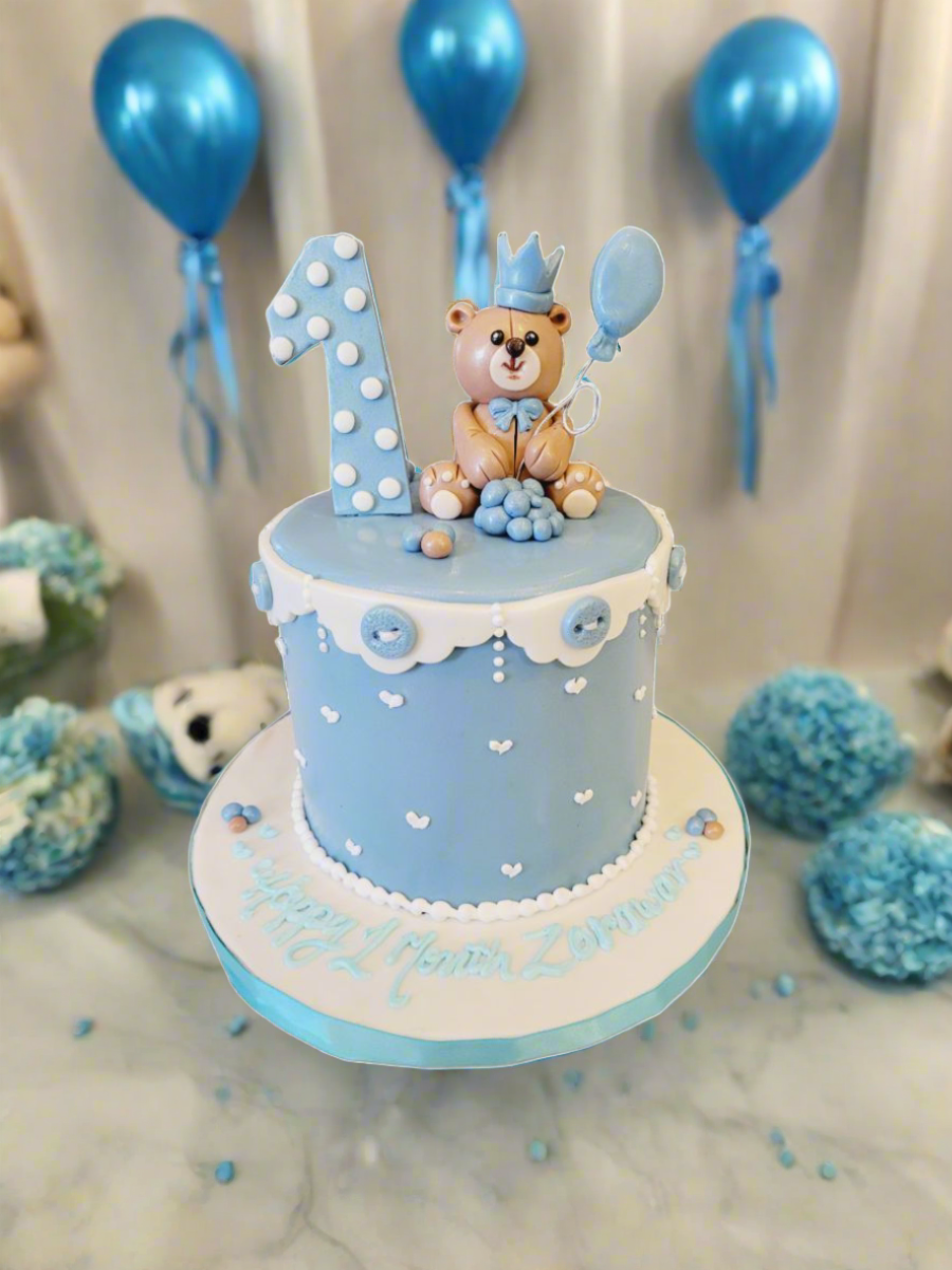 Bear 1St Birthday Fondant Cake