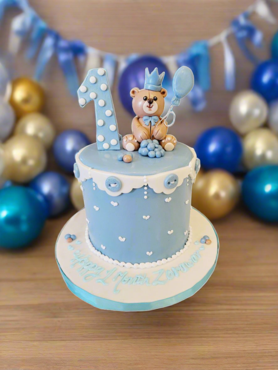 Bear 1St Birthday Fondant Cake