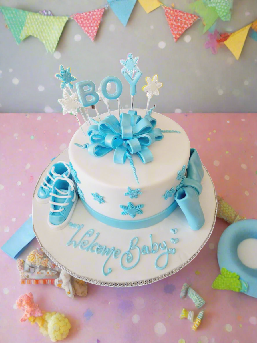 Blue Booty Baby Shower Fondant Cake