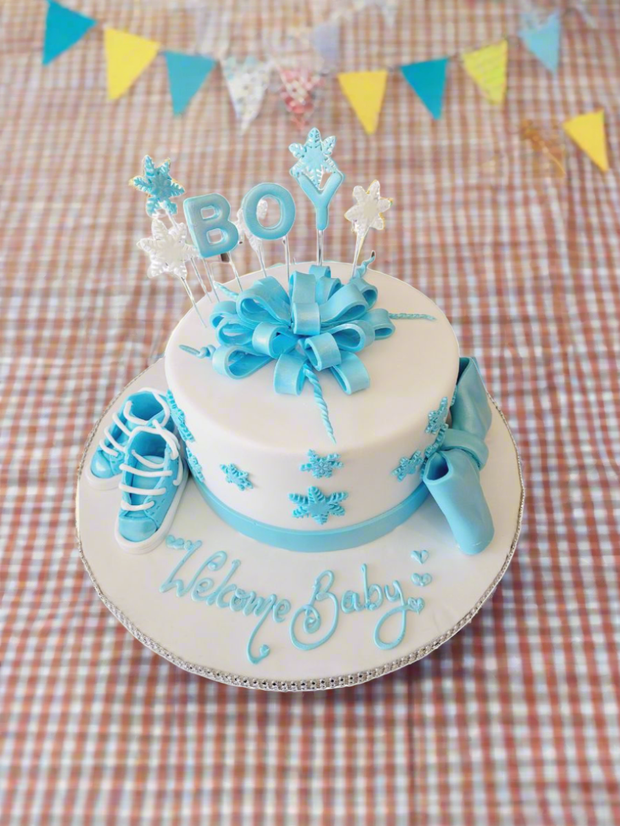 Blue Booty Baby Shower Fondant Cake