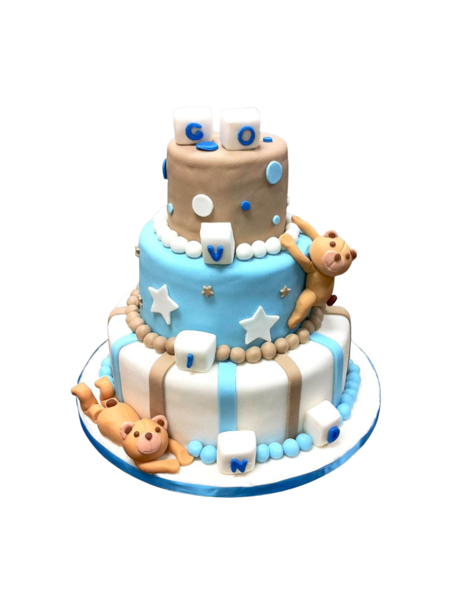 Brown Baby Bear Shower Tiered Cake