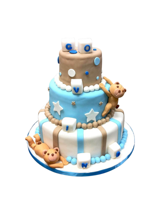 Brown Baby Bear Shower Tiered Cake