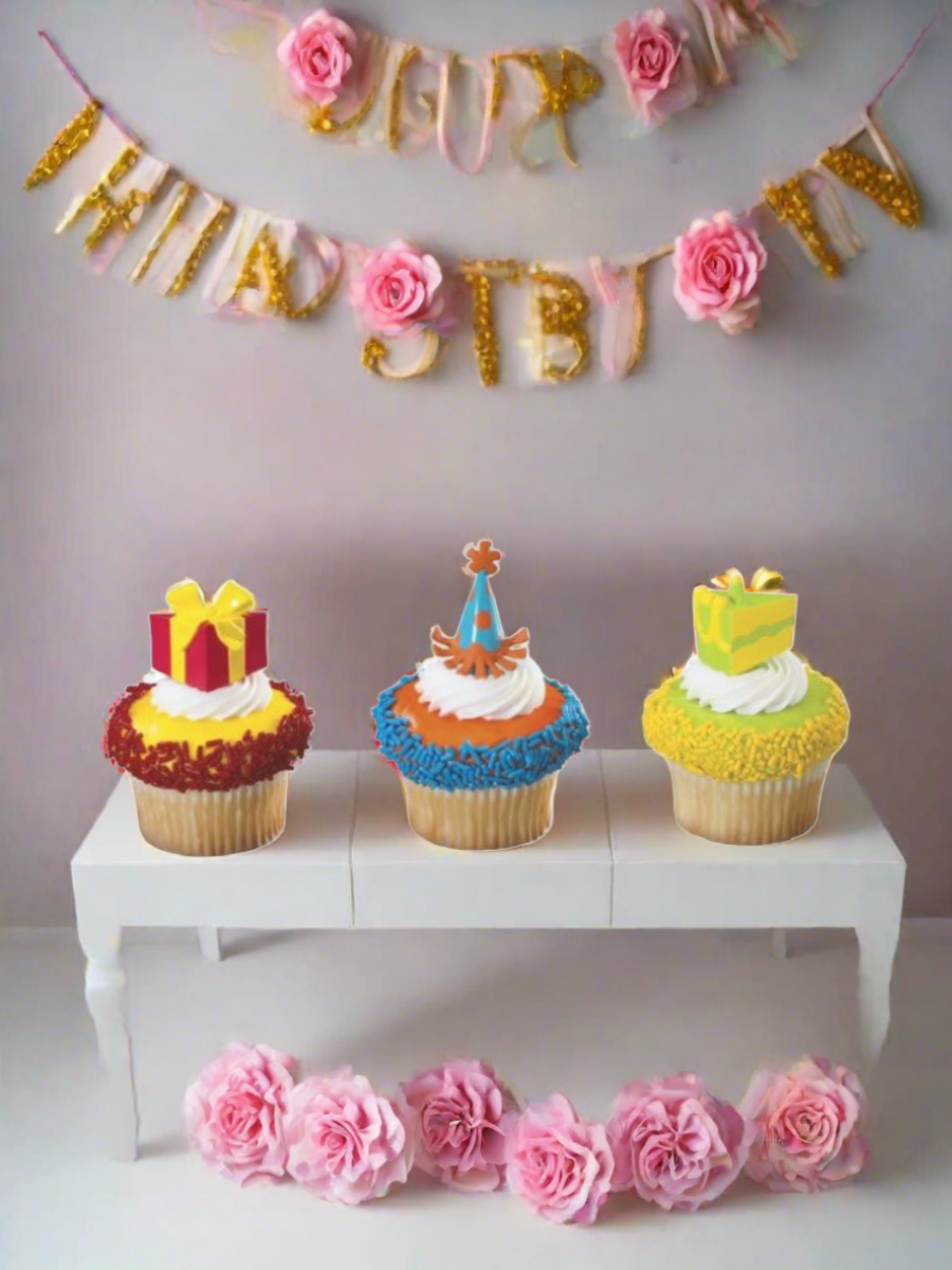 Birthday Party Cupcakes - (Pack of 6)