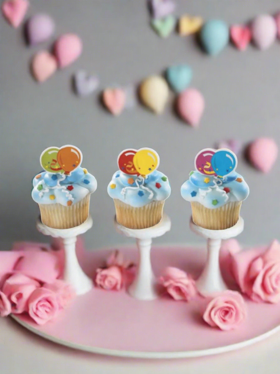 HappyBirthday Balloons Cupcakes - (Pack of 6)