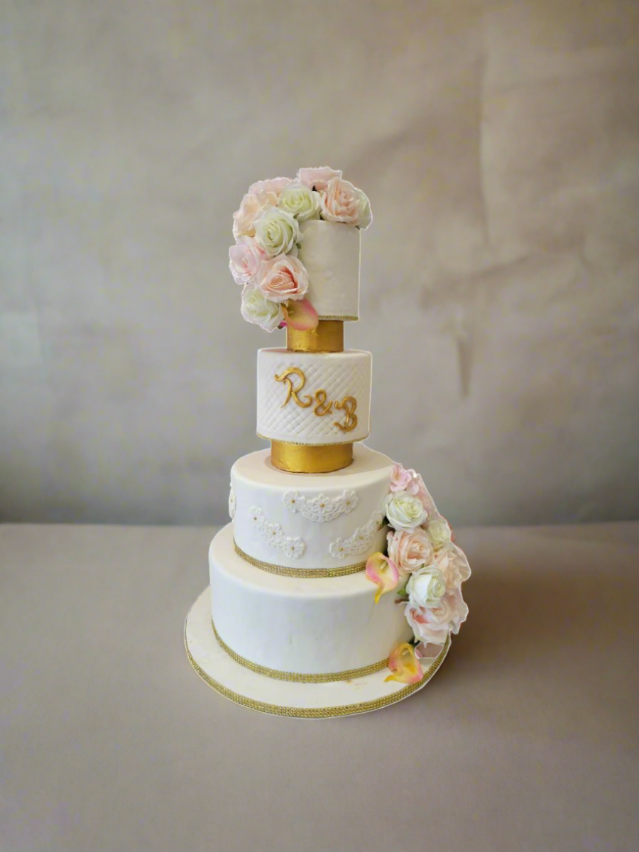 R & B Fondant Wedding Cake