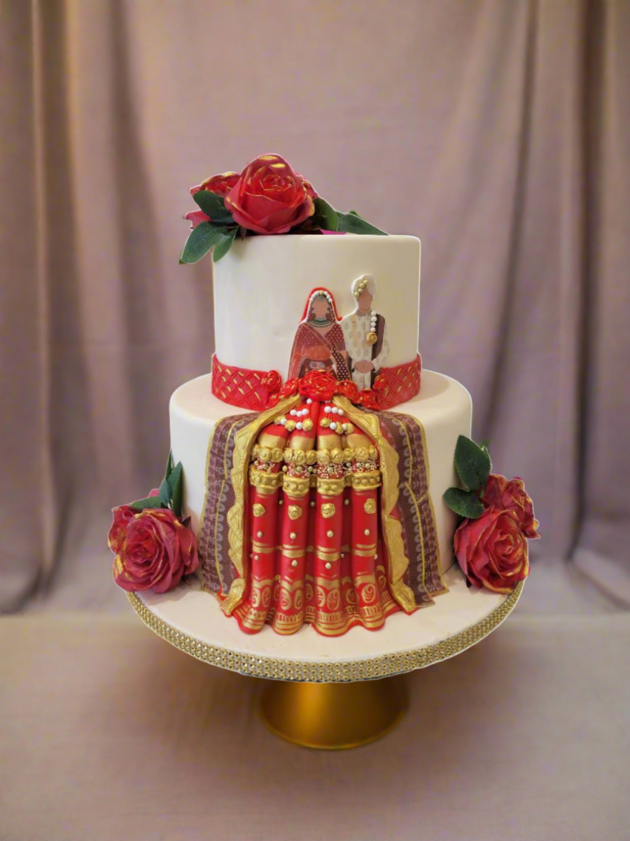 Indian Couple Fondant Wedding Cake
