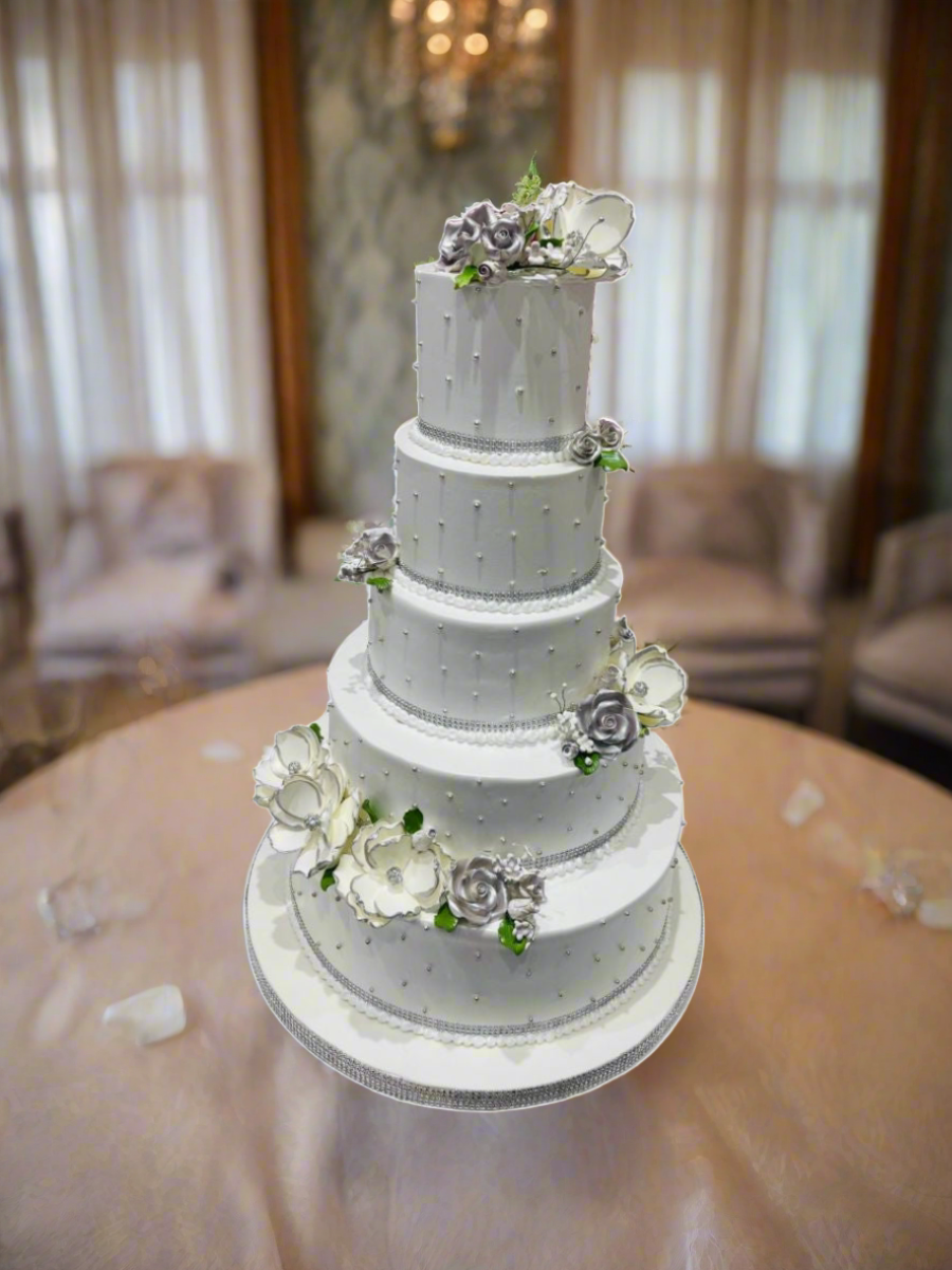 Evelyn White & Silver Wedding Cake