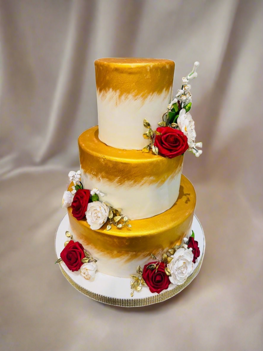Selena Gold Fondant Wedding Cake