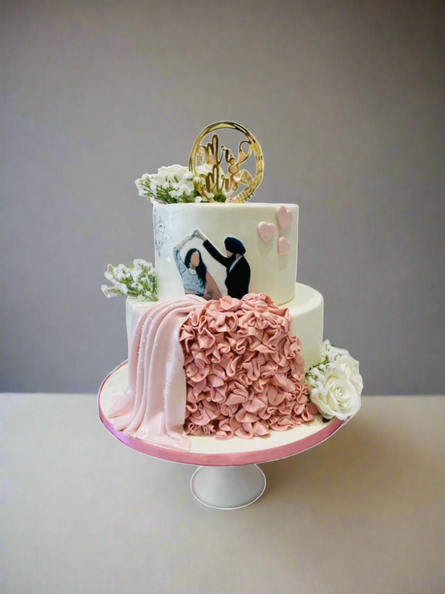 Wedding Ruffle Fondant Cake