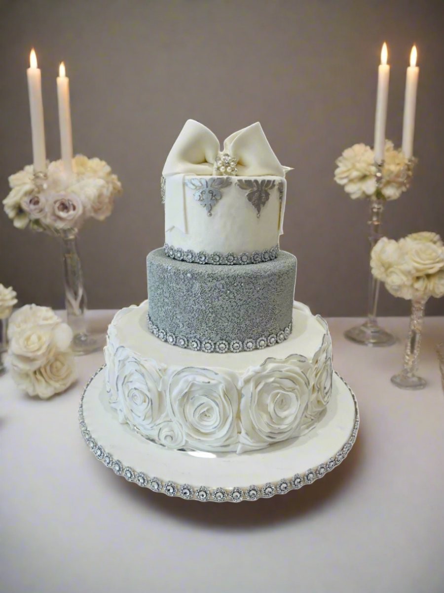 Silver Fondant Wedding Cake