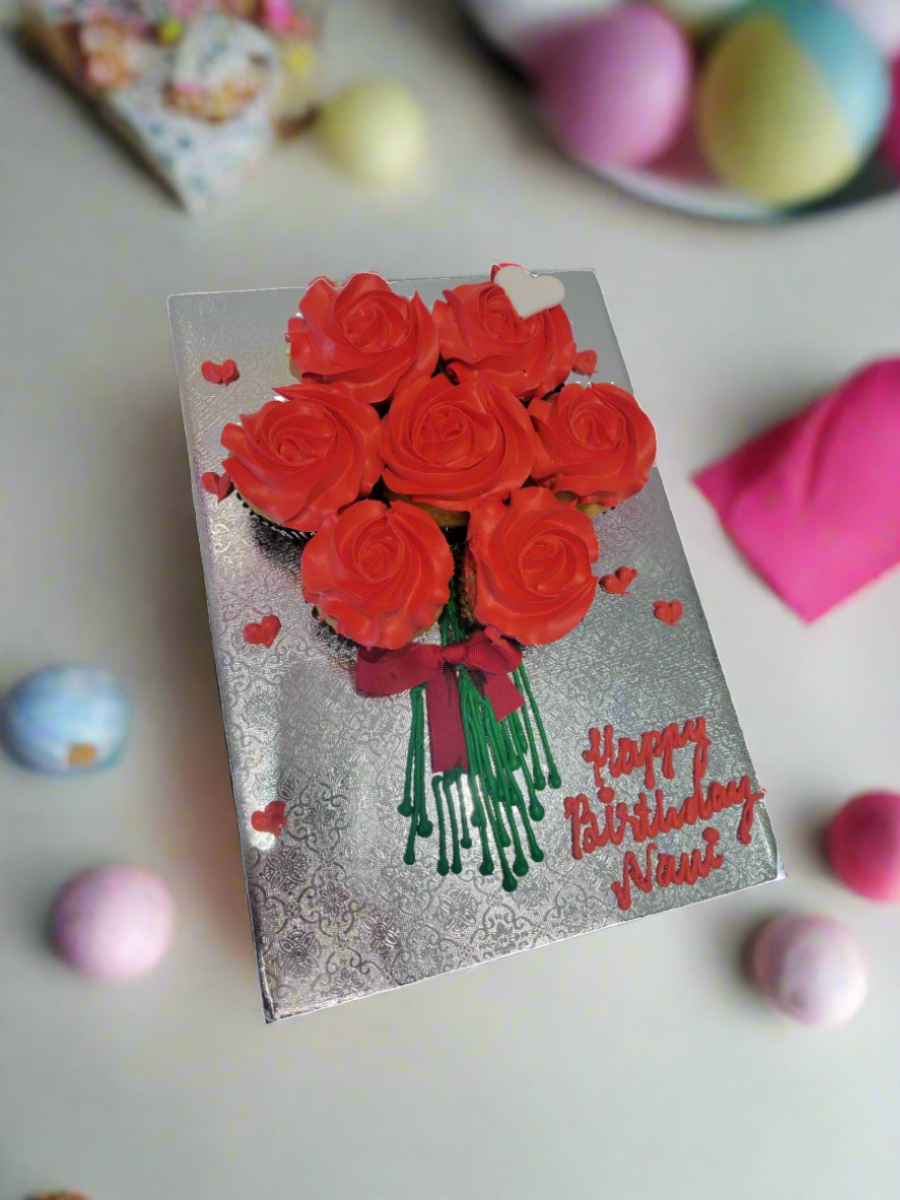 Red Bouquet Cupcake Cake