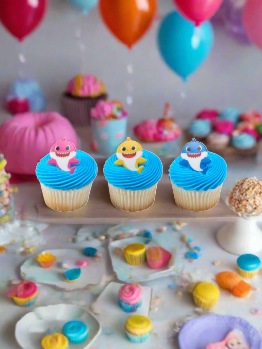 Baby Shark Cupcakes - (Pack of 6)