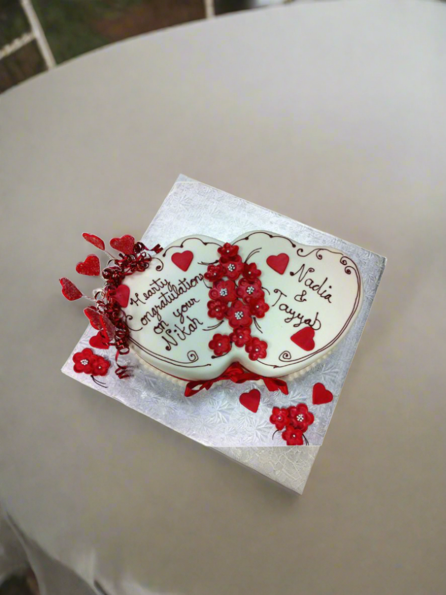 Nadia & Tayyab Double Heart Cake