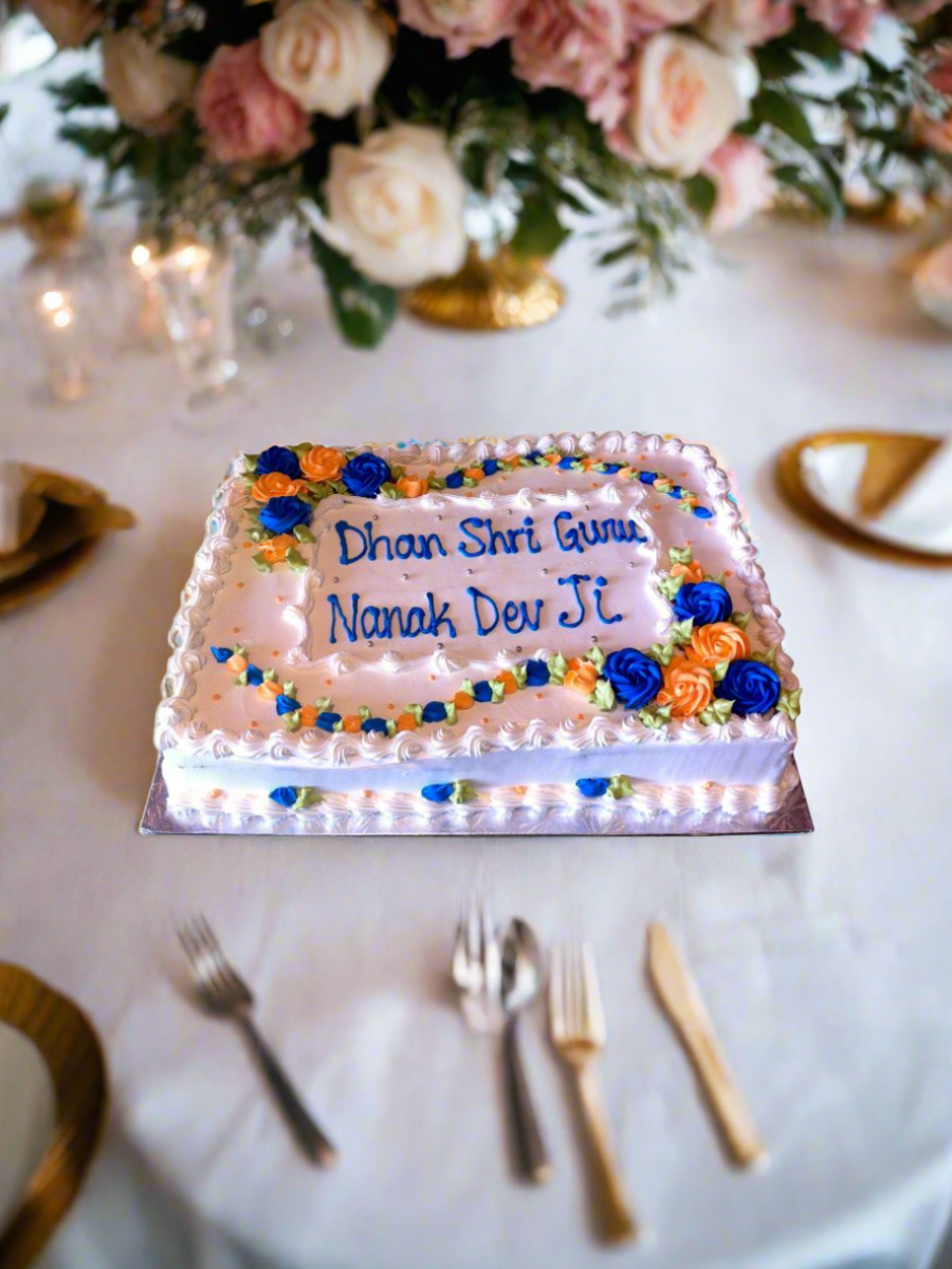 Blue Orange Flower Cake