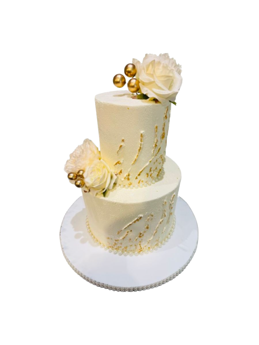 Ivory And Gold Wedding Cake