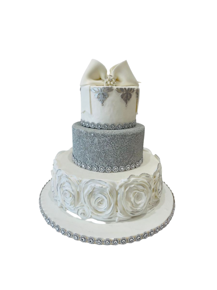 Silver Fondant Wedding Cake