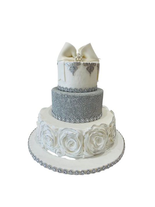 Silver Fondant Wedding Cake