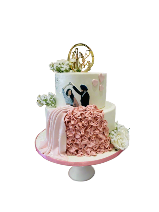 Wedding Ruffle Fondant Cake