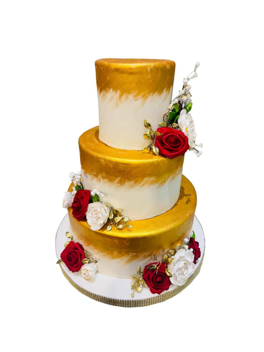 Selena Gold Fondant Wedding Cake