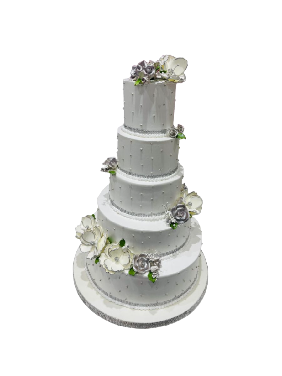 Evelyn White & Silver Wedding Cake
