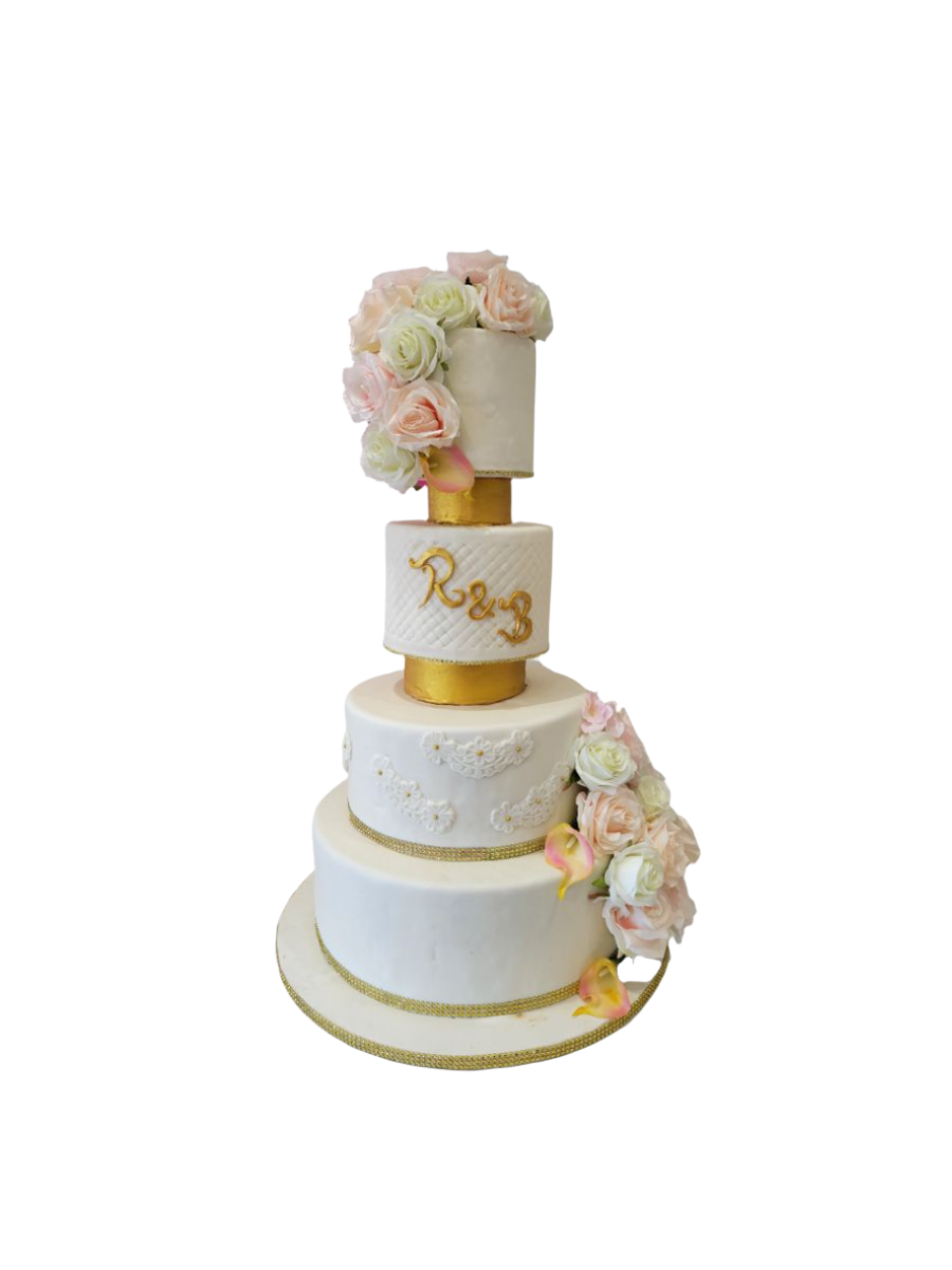 R & B Fondant Wedding Cake