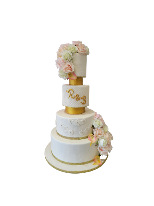 R & B Fondant Wedding Cake
