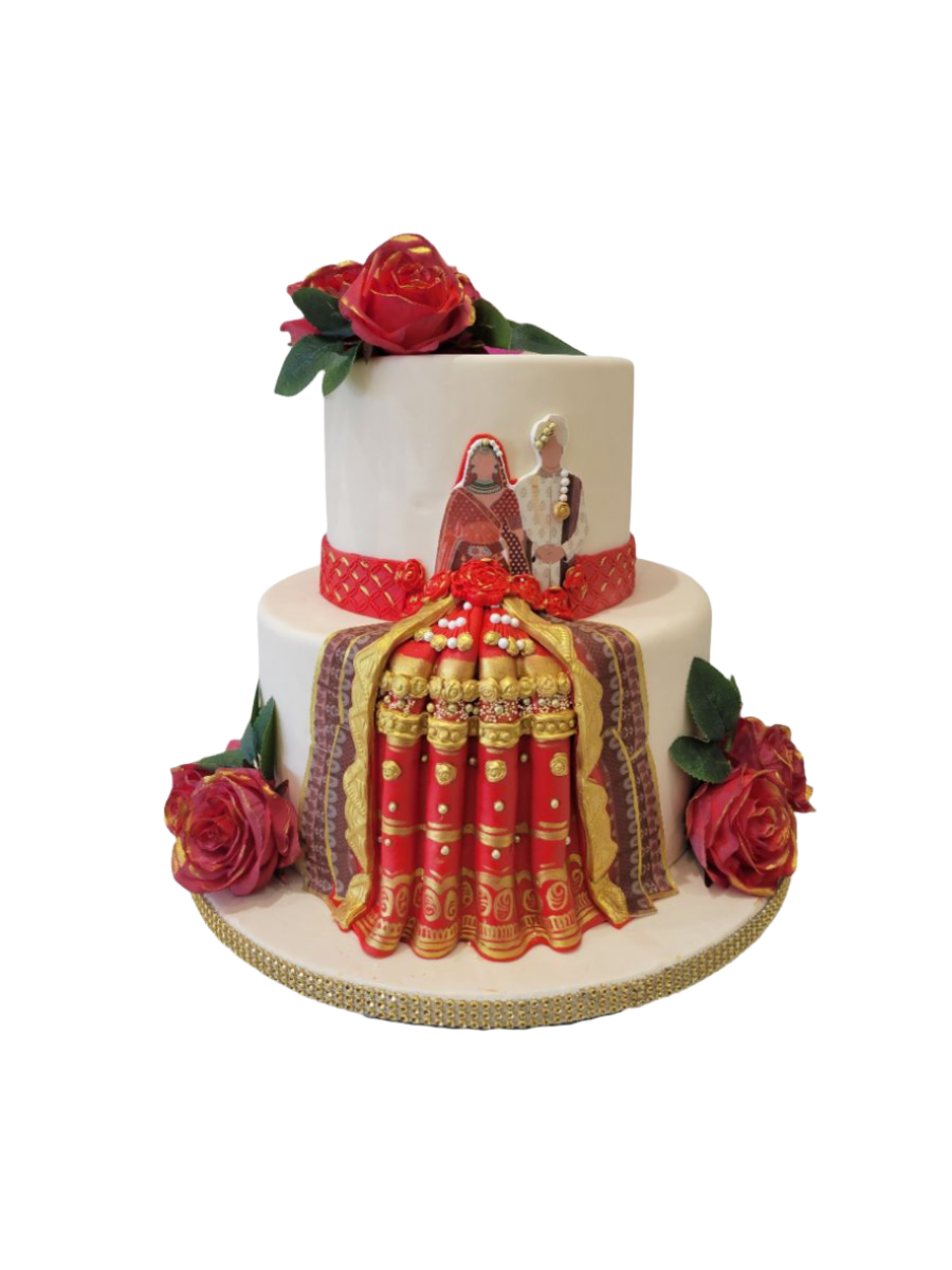 Indian Couple Fondant Wedding Cake