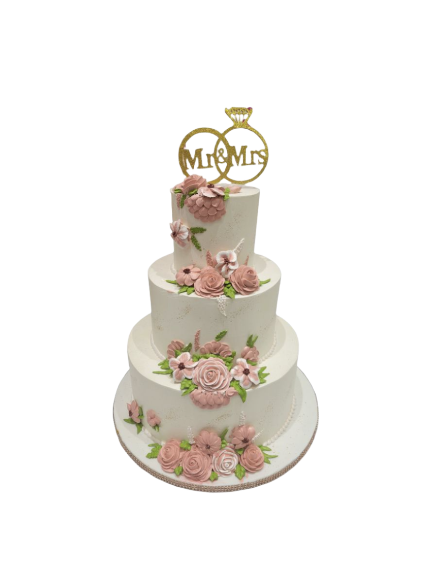 Ivory Floral Wedding Cake