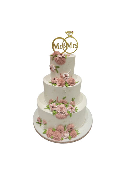 Ivory Floral Wedding Cake
