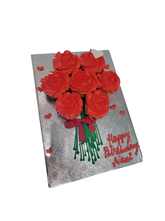 Red Bouquet Cupcake Cake