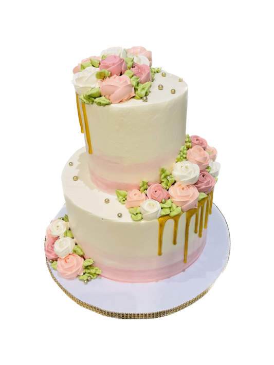 Ivory And Rose Gold Wedding Cake