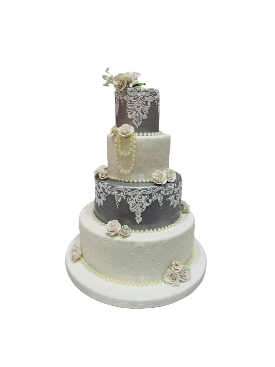 Silver & White Wedding Cake