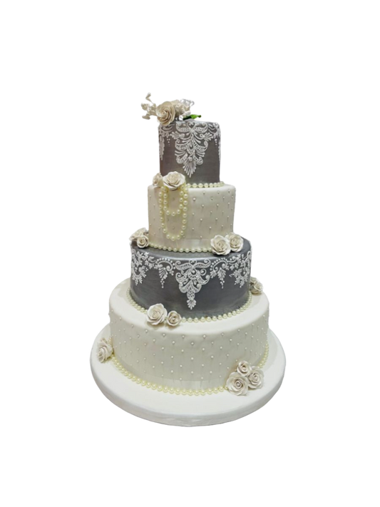 Silver & White Wedding Cake