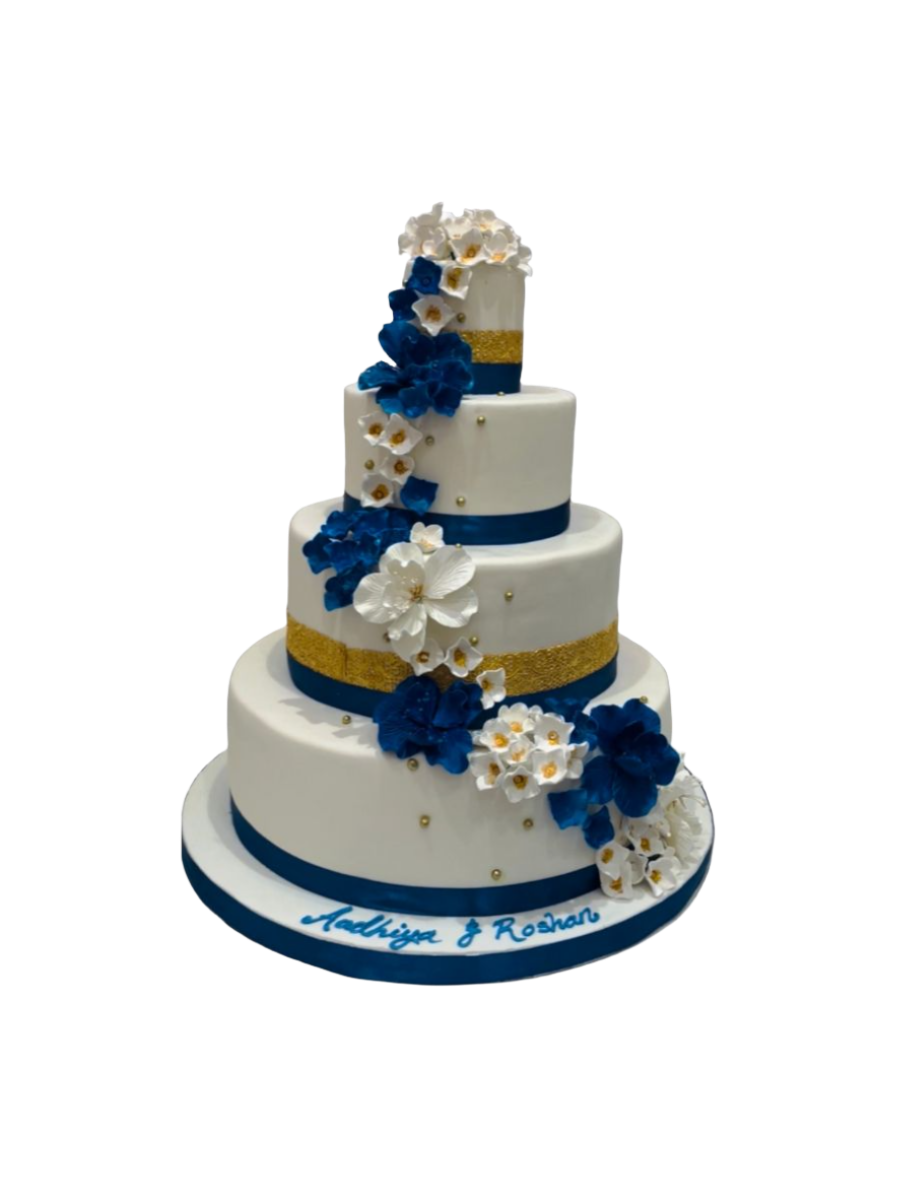 Royal Blue & Gold Wedding Cake