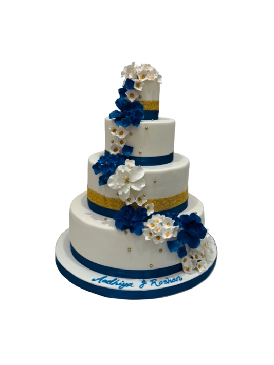 Royal Blue & Gold Wedding Cake