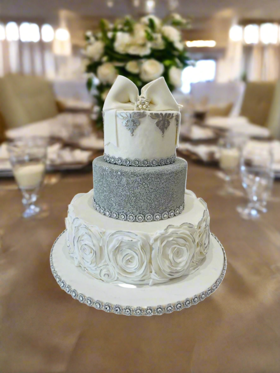 Silver Fondant Wedding Cake