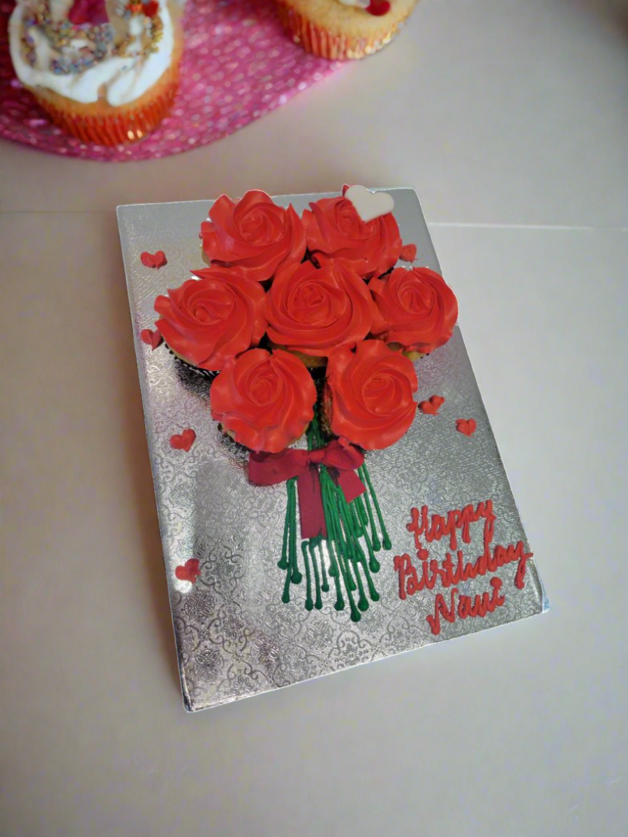 Red Bouquet Cupcake Cake