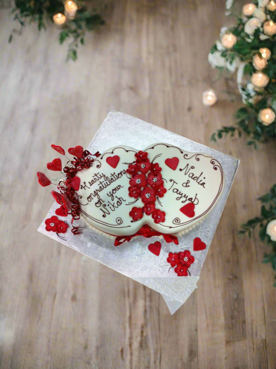 Nadia & Tayyab Double Heart Cake