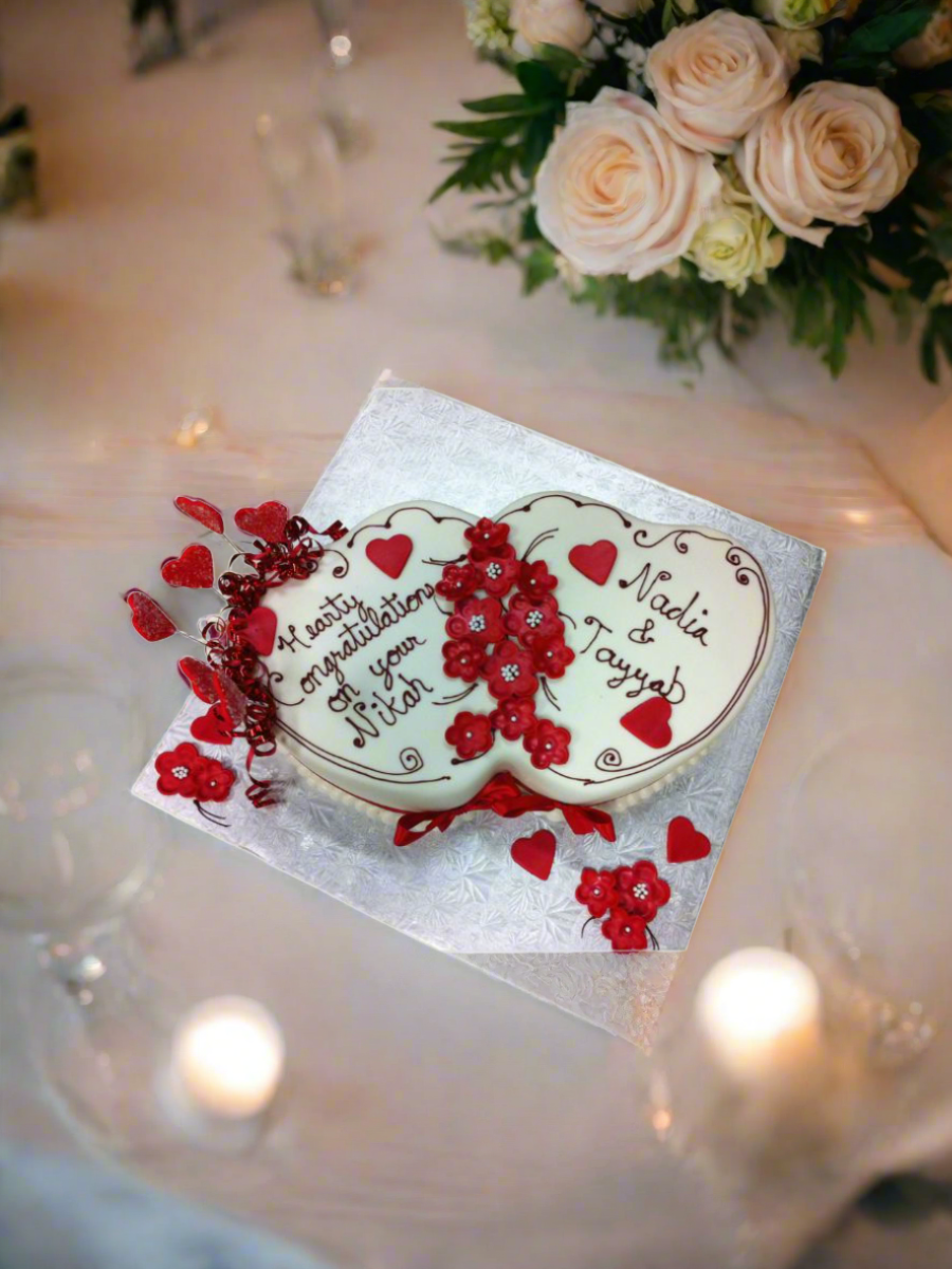 Nadia & Tayyab Double Heart Cake