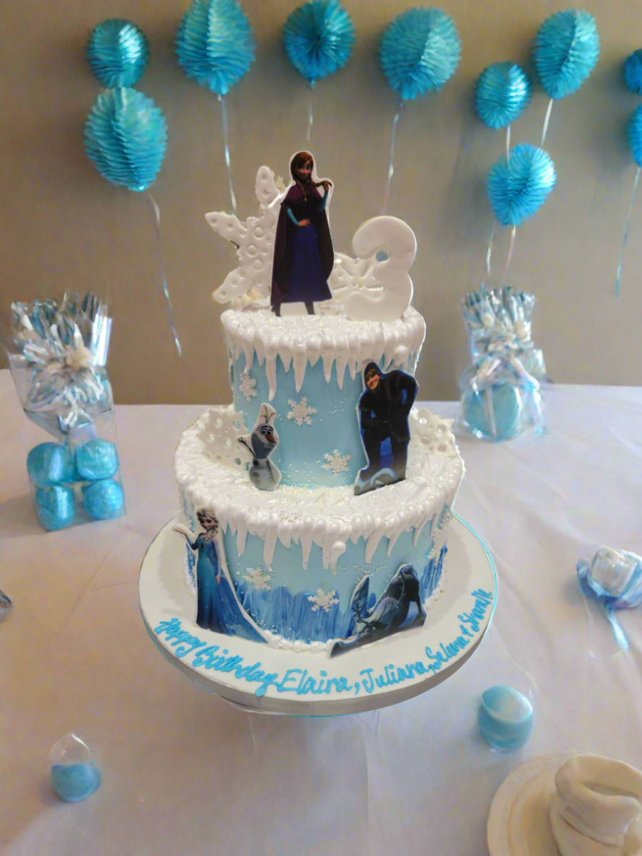 Frozen Cream Tiered Cake