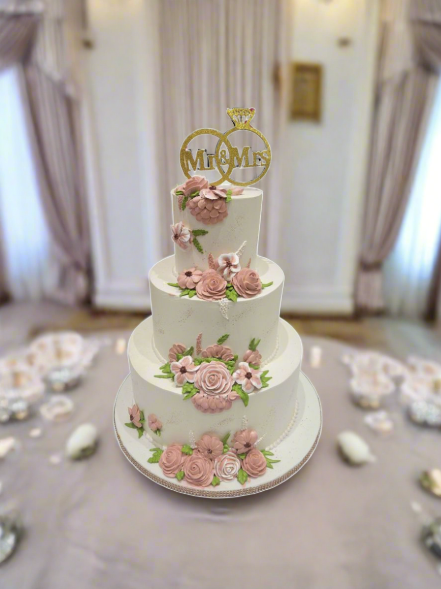 Ivory Floral Wedding Cake
