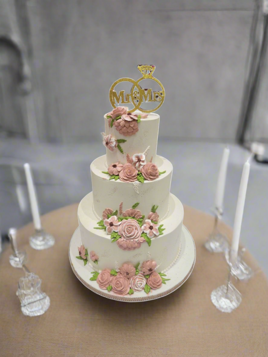 Ivory Floral Wedding Cake