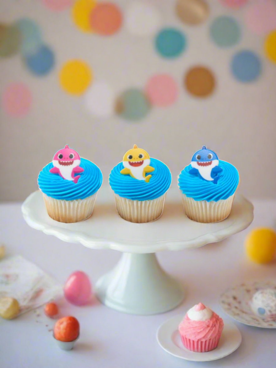 Baby Shark Cupcakes - (Pack of 6)