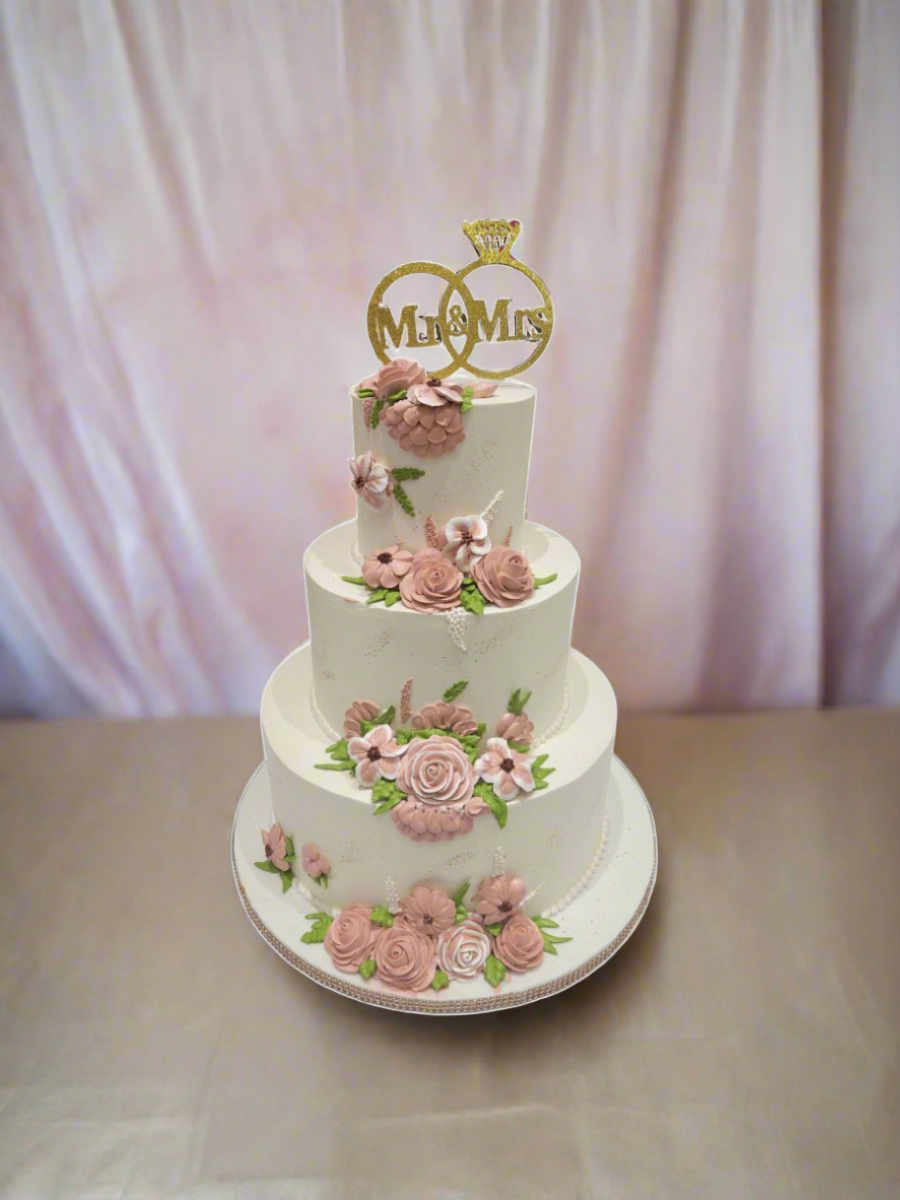 Ivory Floral Wedding Cake