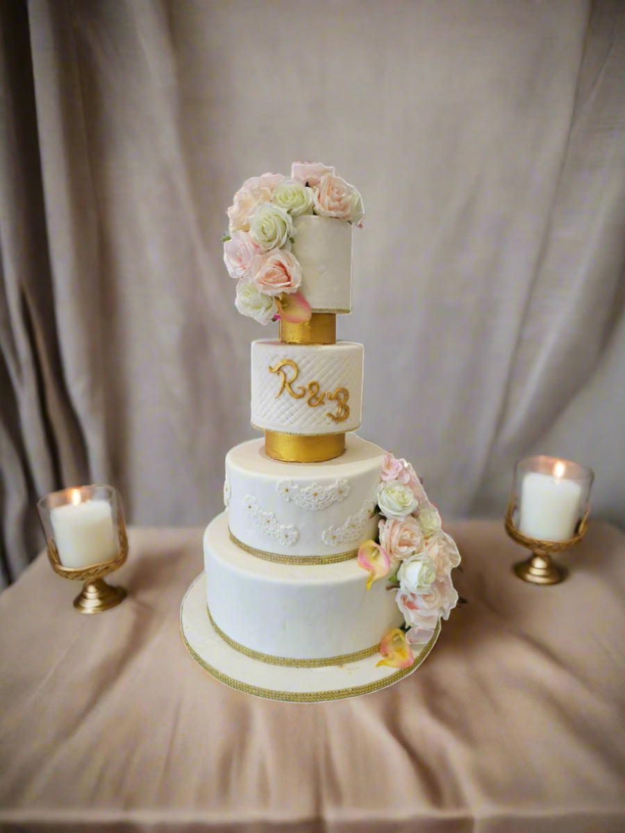 R & B Fondant Wedding Cake