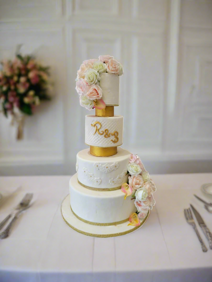 R & B Fondant Wedding Cake
