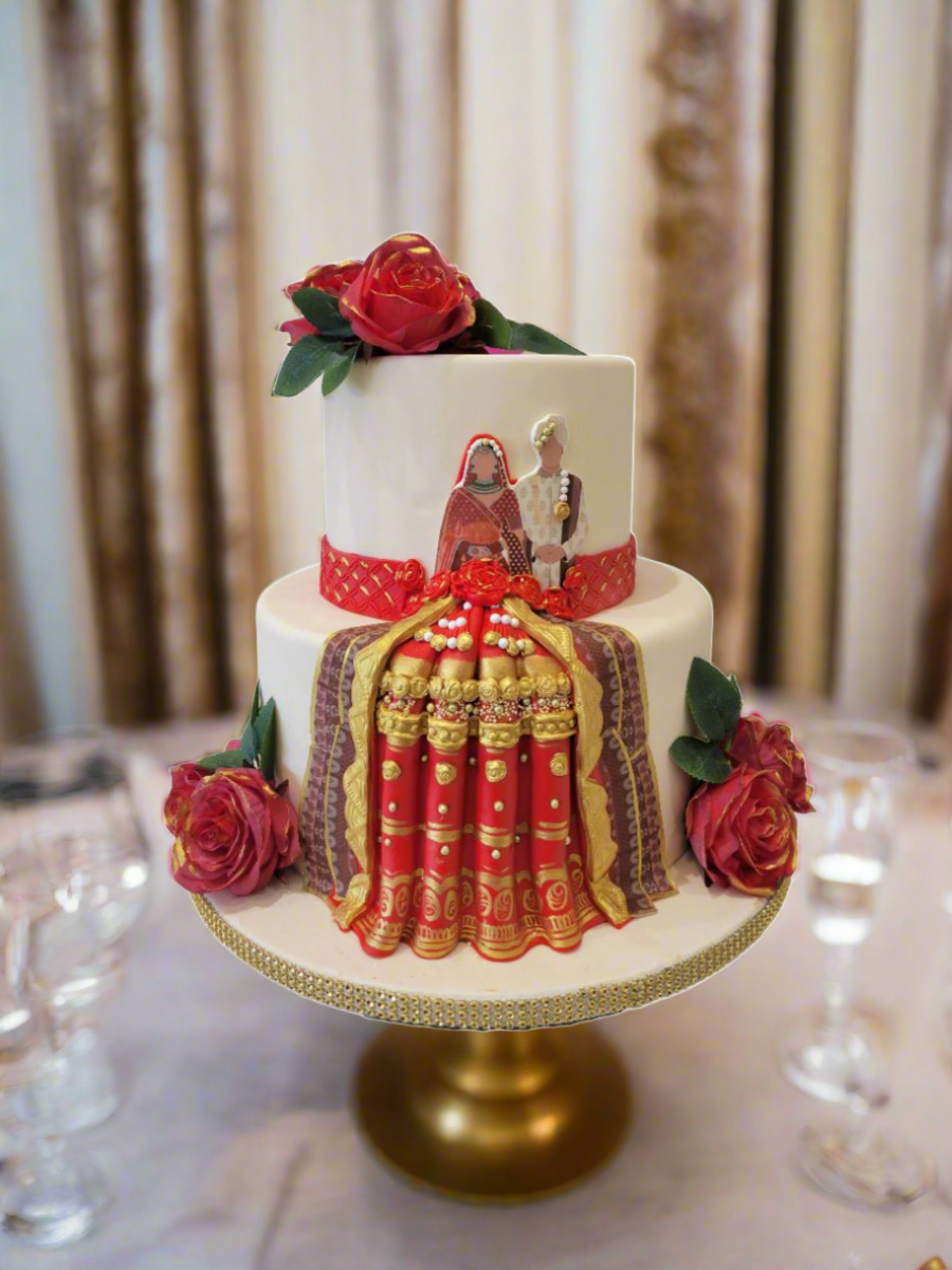 Indian Couple Fondant Wedding Cake