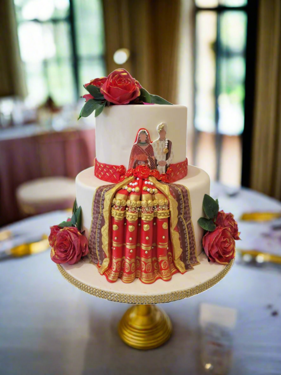 Indian Couple Fondant Wedding Cake