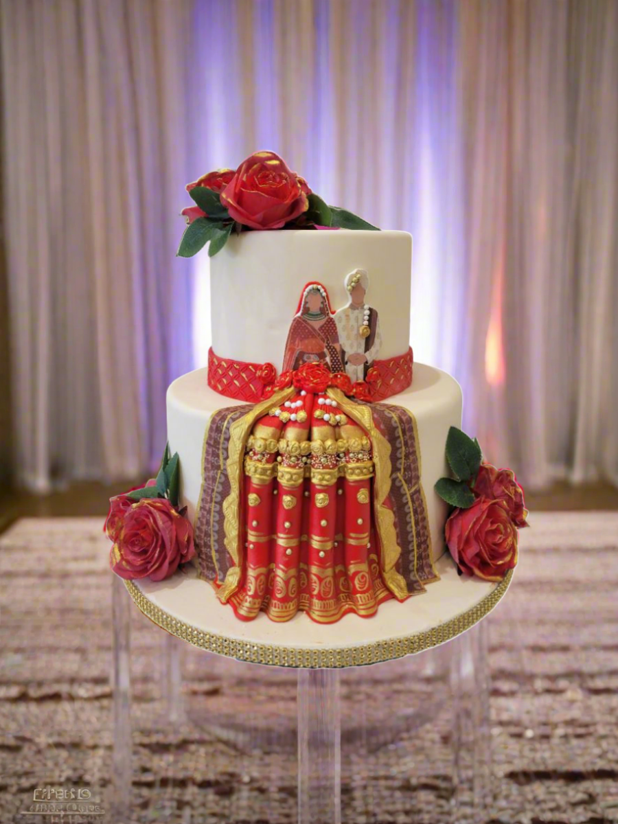 Indian Couple Fondant Wedding Cake