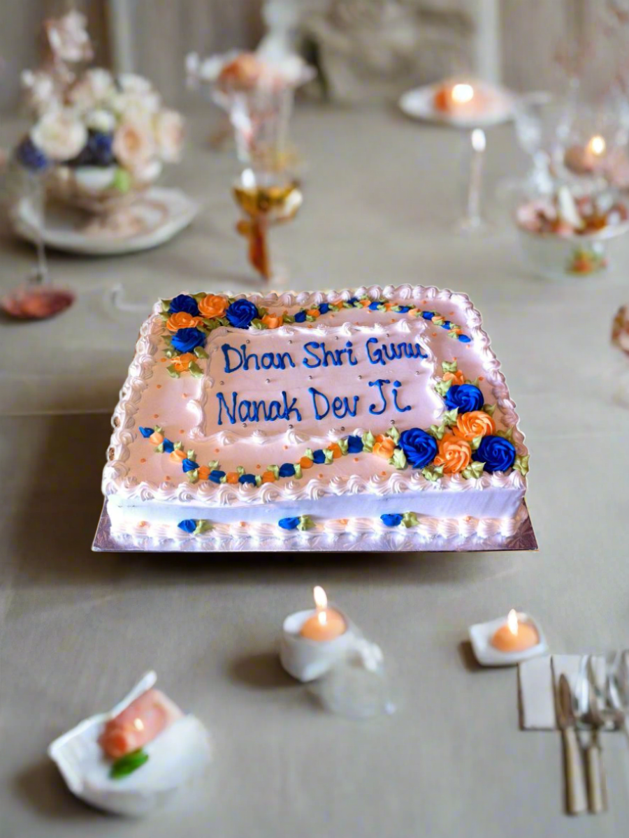 Blue Orange Flower Cake